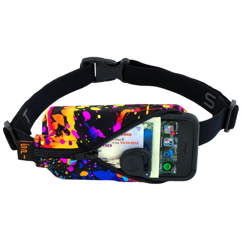 SPIbelt Running Belt for Women Men, Phone Holder for Running, Running Fanny Pack, Holder for Phone, Running Waist Pack, Adjustable Waist, [Fits All Phones]. Rave with Black Zipper - Image 1